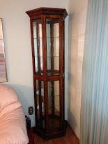 Solid Wood Curio Cabinet Half Hexagon Shape 125 Estate Sale